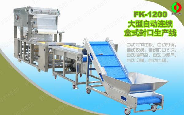 客戶定制大型盒式真空包裝封口生產(chǎn)線順利測(cè)試完畢準(zhǔn)備出貨！